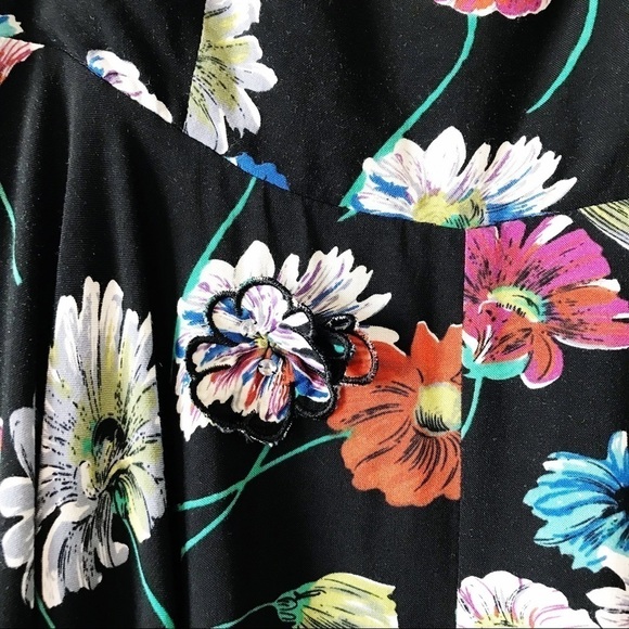 Anthro Moulinette Soeurs Black Floral Dress Size 4 - Picture 5 of 14
